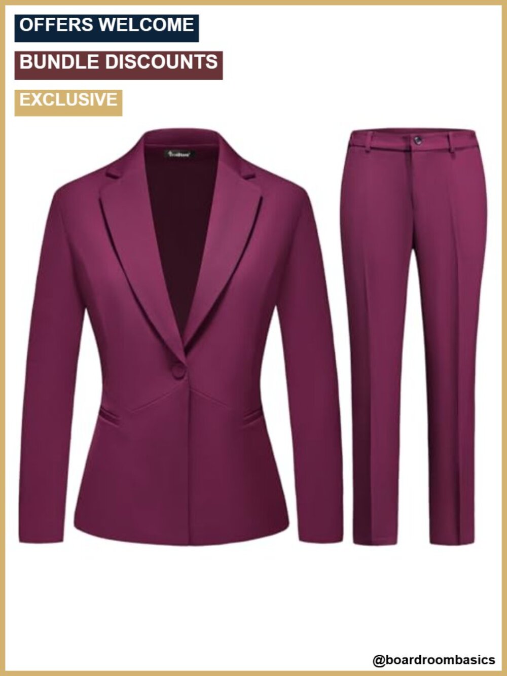 2 Piece Business Pants Suit Set Slim Fit Professional Women's Suiting